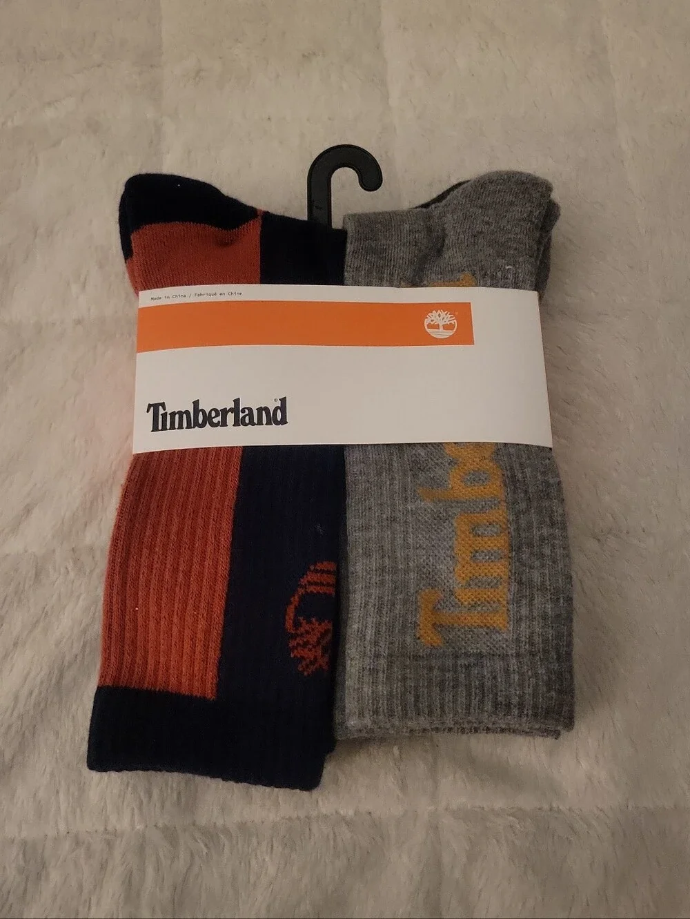 Timberland Men’s Performance 6-Pack Crew Socks — Orange, Navy & Gray Large 9-12